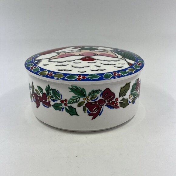 Vintage Mikasa Santas Glow Christmas Candy Dish Lidded Trinket Box‎ Japan FX077 - Picture 4 of 13